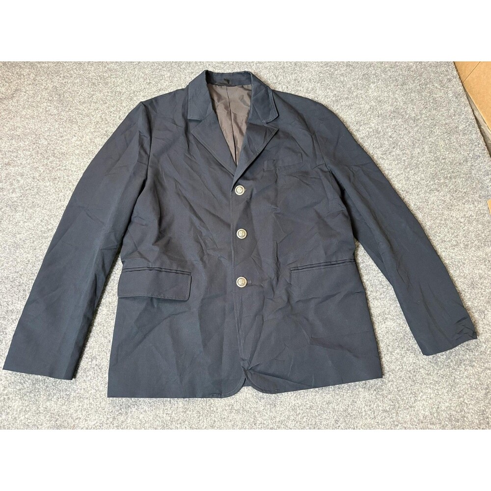 COS Blazer Mens 36R Blue Cotton Linen Relaxed 3 Btn Nautical Anchor Buttons
